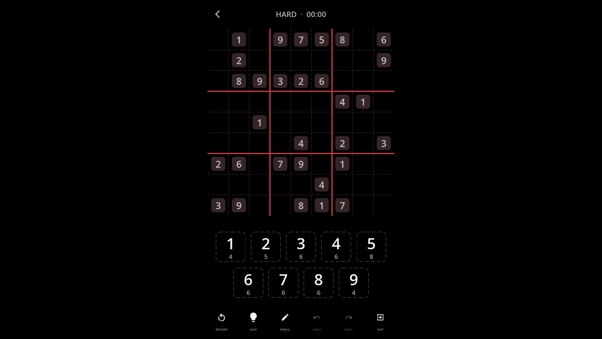 WSudoku Hard puzzle on desktop with number pad and puzzle tools