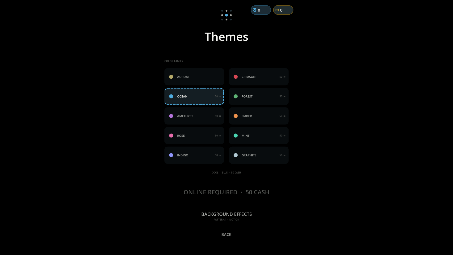 WSudoku theme browser showing ten color families